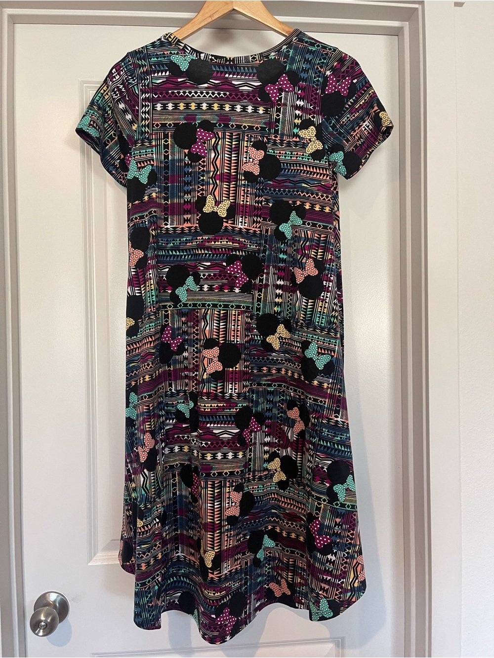LuLaRoe Disney Minnie Mouse 'Carly' Dress with Aztec Print Women's XS - Picture 6 of 10